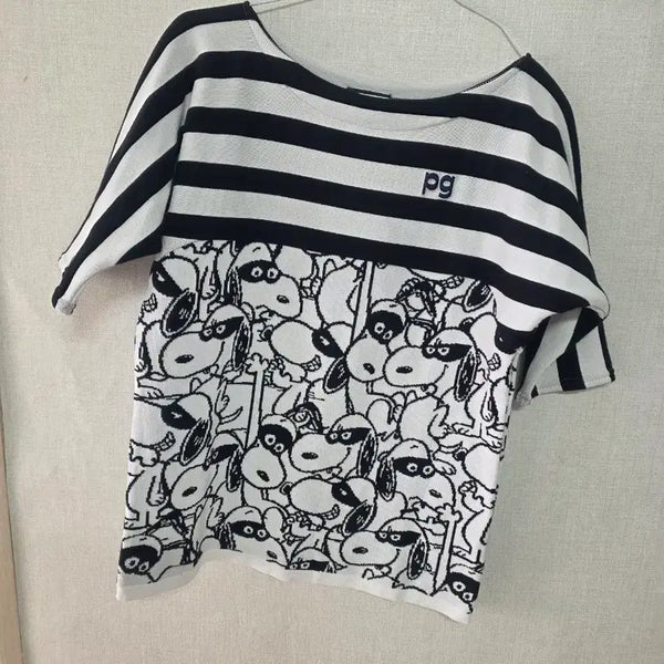 [BUNJANG] PG EINAIN Snoopy Short-Sleeve Knit T-Shirt / PG 에이나인 스누피 반팔 니트