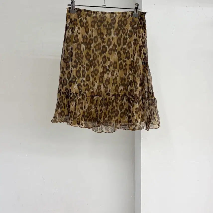 [BUNJANG] Moschino Leopard Ruffle Chiffon Skirt / 모스키노 레오파드 러플 쉬폰 스커트
