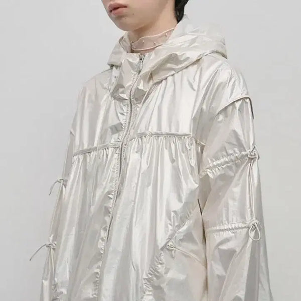 [BUNJANG] Type Service Glossy Shirring Hooded Windbreaker / 타입서비스 Glossy Shirring Hooded Windbreaker