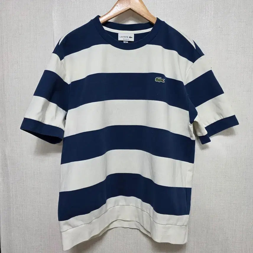 [BUNJANG] Lacoste Striped Short Sleeve T-Shirt Navy/White L / 라코스테 단가라 반팔 티셔츠 네이비/화이트