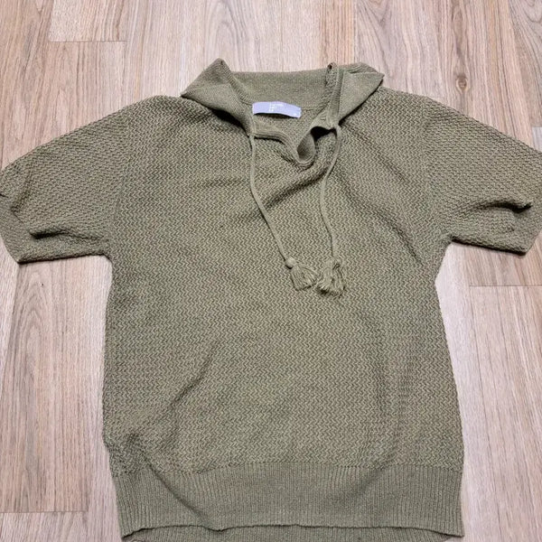 [BUNJANG] 8seconds Olive Khaki Knit Short Sleeve T-Shirt / 올리브 카키 니트 반팔 8세컨즈