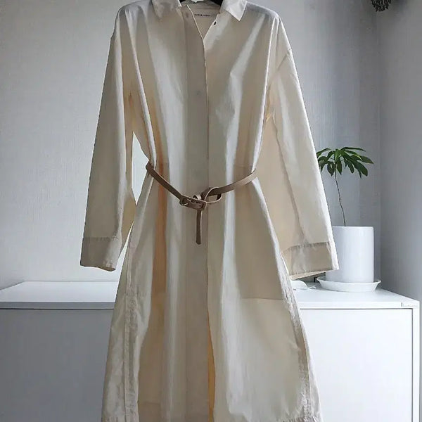 [BUNJANG] The Cashmere Beige Shirt-Style Long Jacket / 더 캐시미어 베이지 셔츠형 롱 자켓 바바리