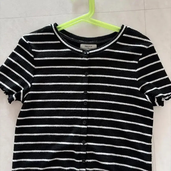 [BUNJANG] Pohlham Striped Ribbed Short-Sleeve Cardigan / 폴햄 단가라 골지 반팔 가디건