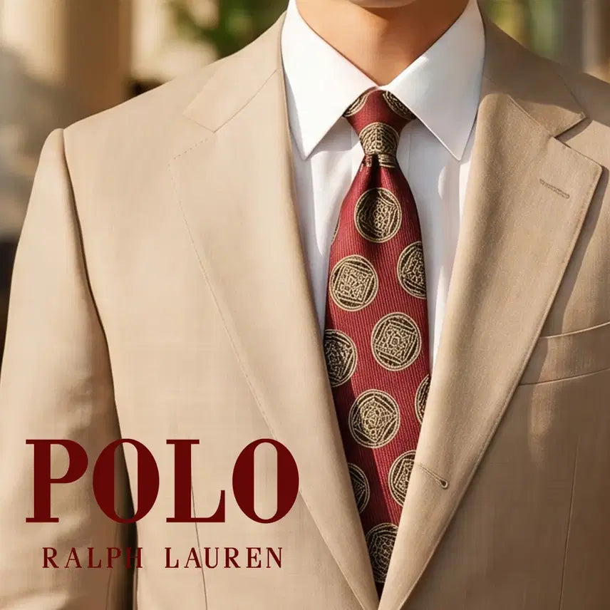 [BUNJANG] Polo Ralph Lauren Silk Wine Medallion Pattern Tie 9.1cm / 폴로 랄프로렌 실크 와인 메달리온 패턴 넥타이 9.1cm A+등급 E1612