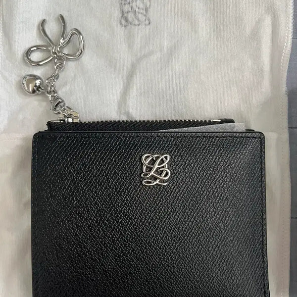 [BUNJANG] Louis Quatorze Women's Leather Wallet Ribbon Charm Black / 루이까또즈 지갑