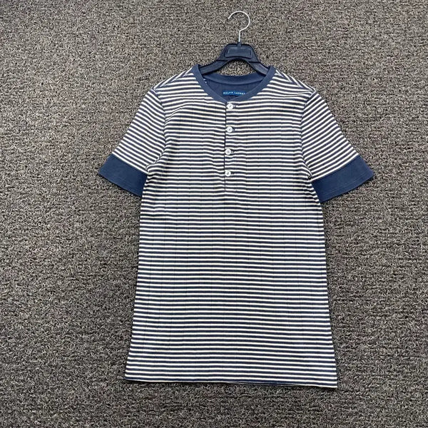 [BUNJANG] Polo Ralph Lauren Striped Button Henley Short Sleeve T-Shirt / 폴로 랄프로렌 스트라이프 버튼 헨리넥 반팔 티셔츠