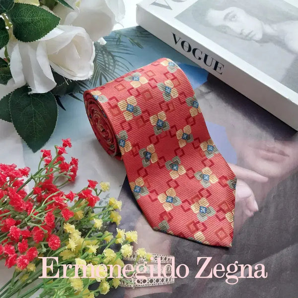 [BUNJANG] Ermenegildo Zegna Geometric Floral Jacquard Silk Tie 9.6cm / 에르메네질도제냐 플라워 기하 자카드 넥타이 9.6cm A+~A등급 K3168
