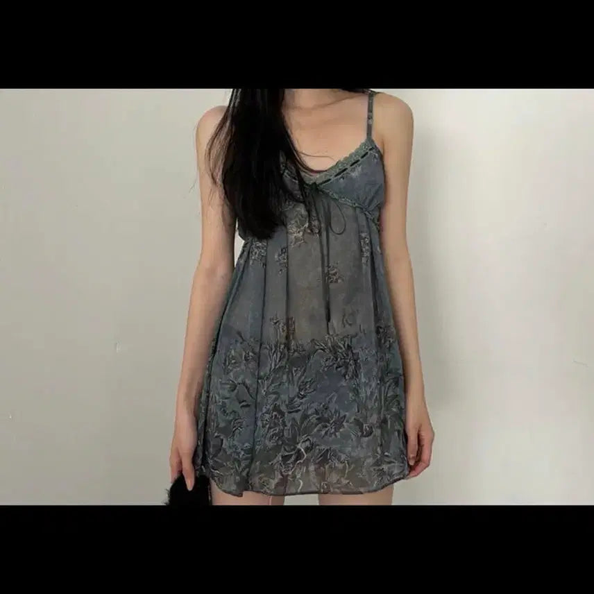[BUNJANG] Satomi Radio Chiffon Slip Dress - Deep Green / 사토미라디오 쉬폰 슬립 딥그린
