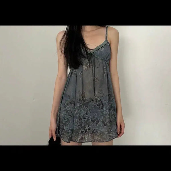 [BUNJANG] Satomi Radio Chiffon Slip Dress - Deep Green / 사토미라디오 쉬폰 슬립 딥그린