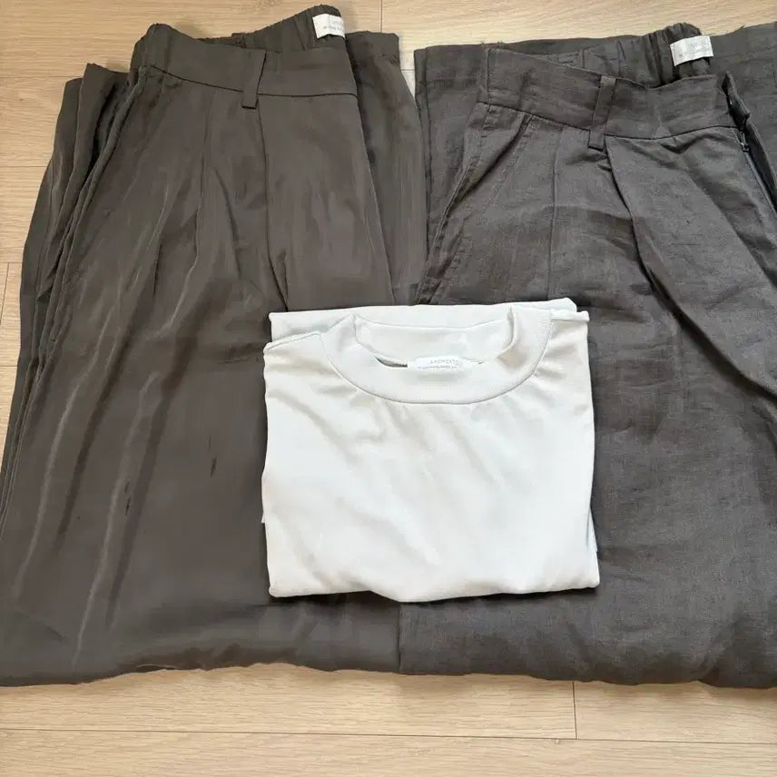 [BUNJANG] Amomento Mens Cupro & Linen Wide Pants Set with Mock Neck T-shirt / 아모멘토 26ss 여러벌