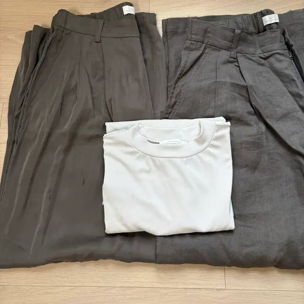 [BUNJANG] Amomento Mens Cupro & Linen Wide Pants Set with Mock Neck T-shirt / 아모멘토 26ss 여러벌