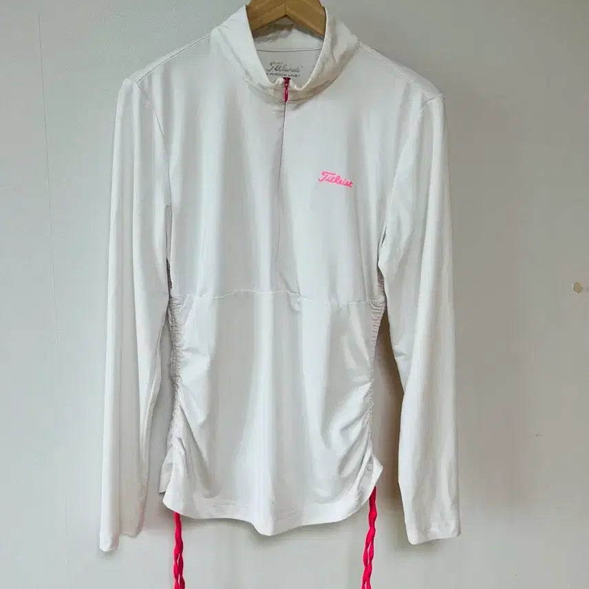 [BUNJANG] Titleist Women's Golf Wear Long Sleeve Zip-Up Top Size S (White/Pink) / [정품] 타이틀리스트 여성 골프 의류 긴팔 집업 S사이즈 (화이트/핑크)