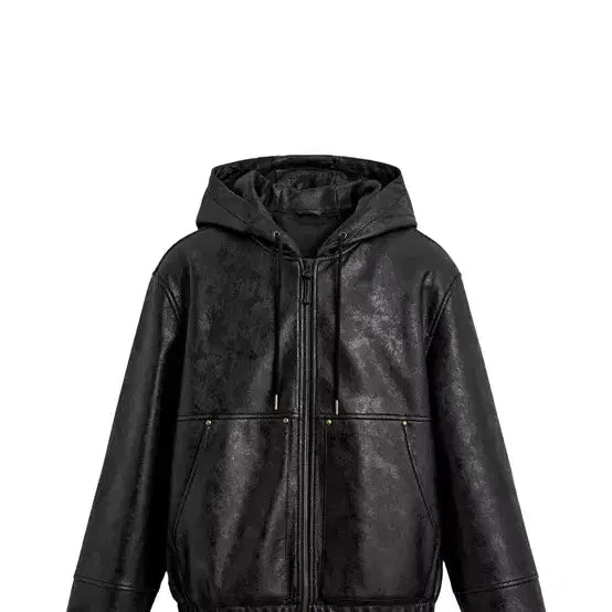 [BUNJANG] Hooded Leather Jacket / 후드 가죽자켓