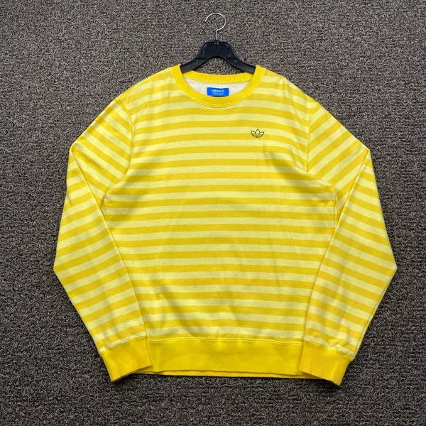 [BUNJANG] Adidas Embroidered Logo Striped Sweatshirt / 아디다스 자수로고 단가라 맨투맨