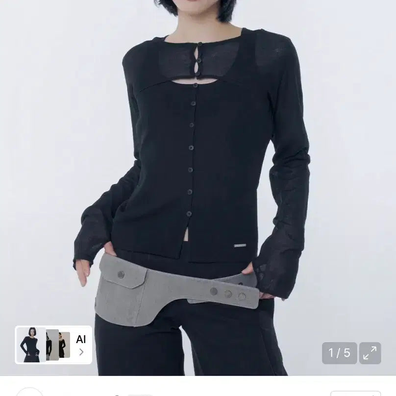 [BUNJANG] Miseki Seoul Layered Bolero Knit Top Black / 미세키서울 레이어드 볼레로 니트 탑 블랙