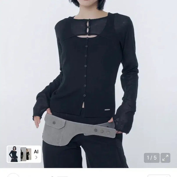 [BUNJANG] Miseki Seoul Layered Bolero Knit Top Black / 미세키서울 레이어드 볼레로 니트 탑 블랙