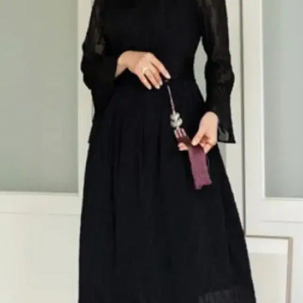[BUNJANG] Chic Line Hanbok Style Chiffon Dress M / 시크라인 생활 한복 쉬폰 원피스