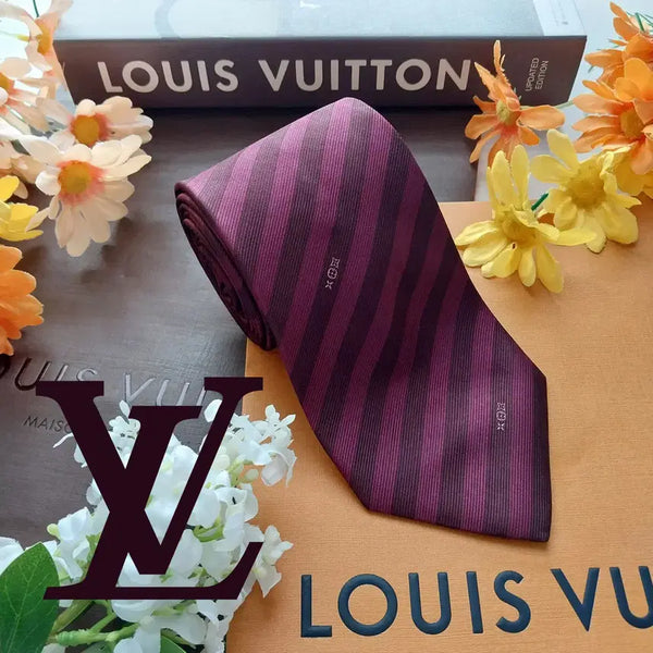 [BUNJANG] Louis Vuitton Signature Embroidery Silk Necktie 9.1cm / 루이비통 퍼플 시그니처 자수 넥타이 9.1cm S~A+등급 K3196
