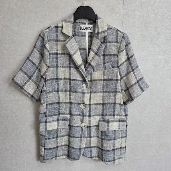 [BUNJANG] JJ2932 Women's Linen Short Sleeve Jacket / 블랙프라이데이 여성 린넨 반팔 자켓 F JJ2932