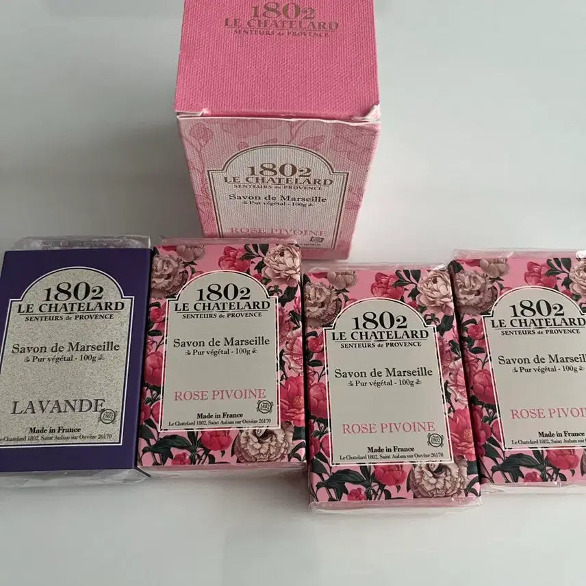 [BUNJANG] Le Chatelard Lavender/Rose Soap 100g Set of 4 / (새상품) 르샤트라 라벤더/로즈 비누 100g 4개