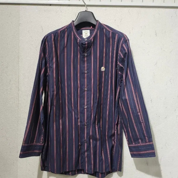 [BUNJANG] Hazzys Phiz Stripe Shirt Navy / 헤지스 Phiz 스트라이프 셔츠 S/95 네이비