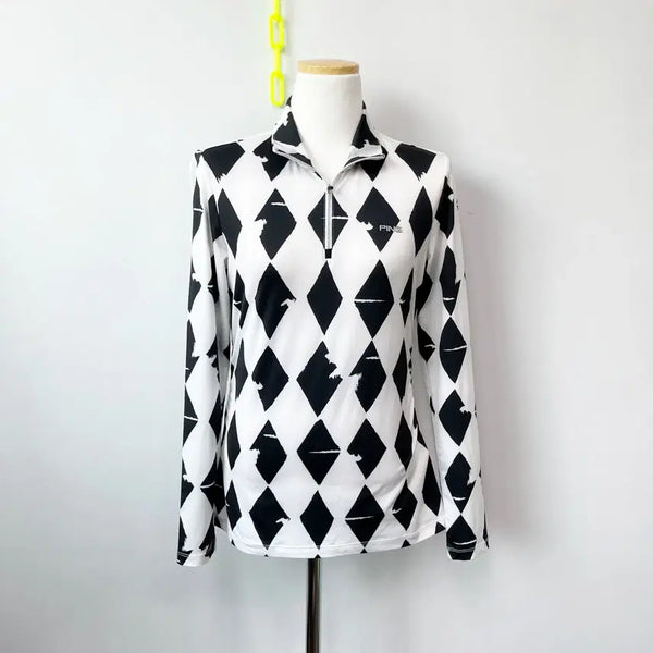[BUNJANG] Ping Women's Golf Half-Zip Long Sleeve T-Shirt Size 90 / 핑 여성골프 하프집업 긴팔티셔츠 90