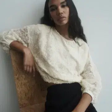 [BUNJANG] Zara Organza Lace Shirt M-L / zara 오간자 레이스 셔츠 M~L