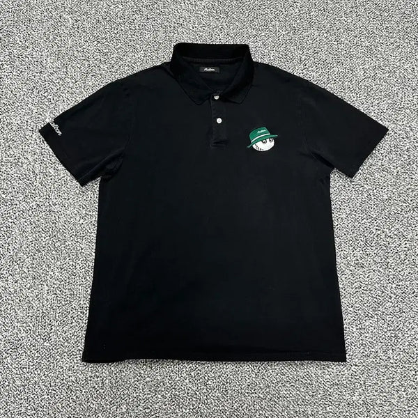 [BUNJANG] Malbon Golf Authentic Black Short Sleeve Polo Shirt Men's / >정품 말본 골프 스윙 블랙 반팔 카라티