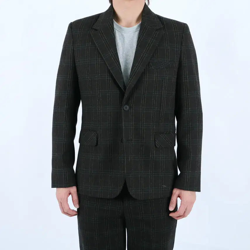 [BUNJANG] ROLF Men's Wool Check Jacket Casual Semi Suit Blazer / 롤프 남성 남자 울 체크자켓 겨울마이 캐주얼 세미 양복 슈트 상의 콤비 블레이저