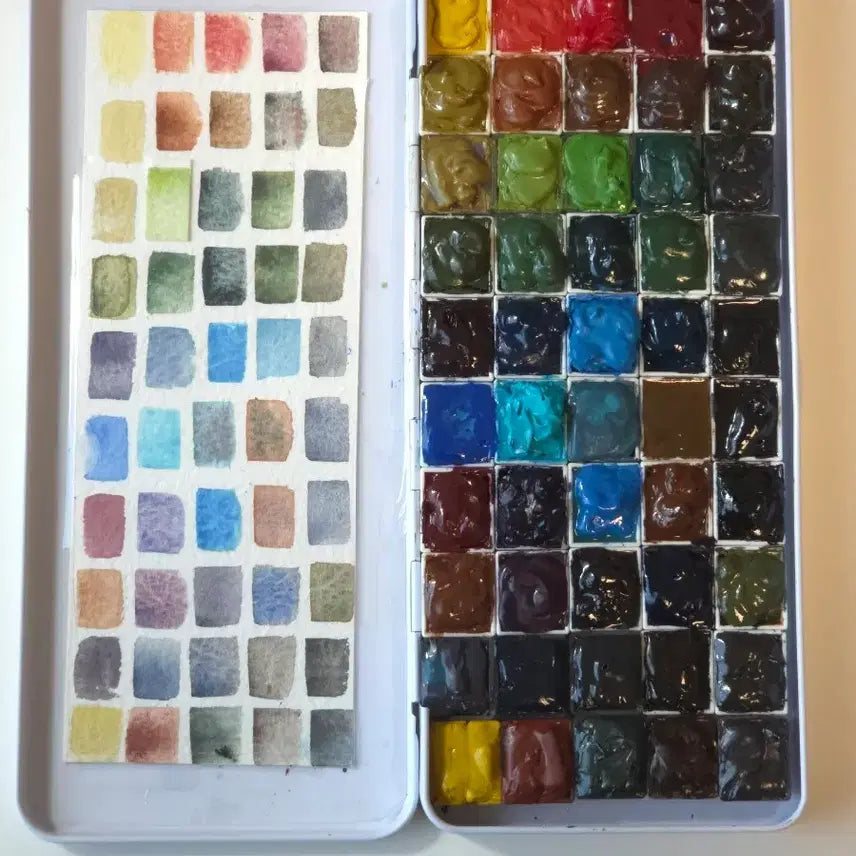 [BUNJANG] Schmincke Super Granulation Watercolor Half Pan Set 50 Colors / 쉬민케 슈퍼 그레뉼레이션 물감 50색 하프팬 세트 그래뉼