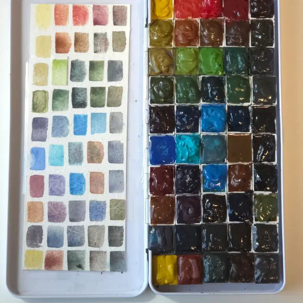 [BUNJANG] Schmincke Super Granulation Watercolor Half Pan Set 50 Colors / 쉬민케 슈퍼 그레뉼레이션 물감 50색 하프팬 세트 그래뉼