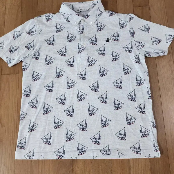 [BUNJANG] B&W Boat Pattern Short-Sleeve Polo Shirt / B&W 보트 패턴 반팔 카라티 LL100~105