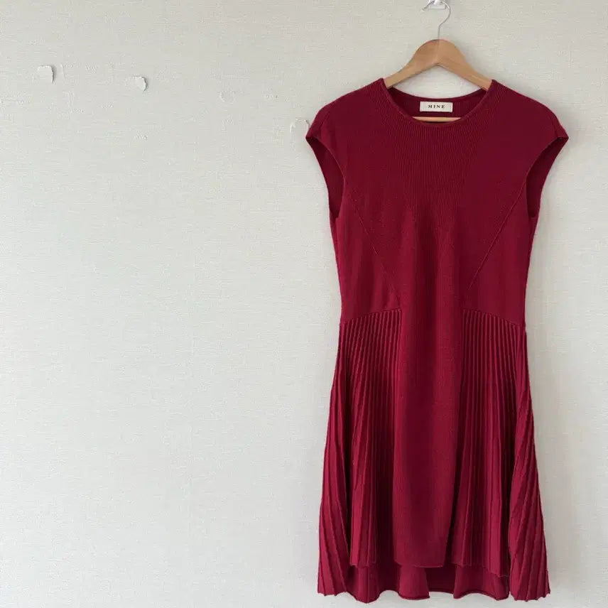 [BUNJANG] Mine Summer Wool Pleats Knit Dress / 한섬 마인 썸머 울 플리츠 니트 원피스 free 44-55