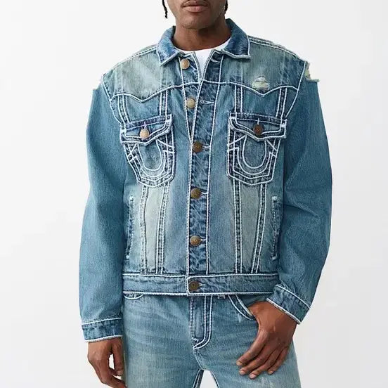 [BUNJANG] True Religion Stitch Oversized Denim Jacket / 트루릴리전 True Religion stitch Oversized 데님자켓 (새상품) S사이즈 / 남자 황금사이즈