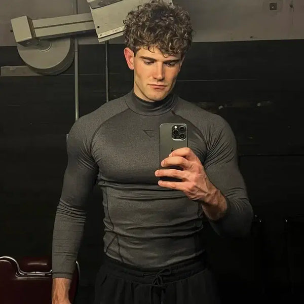 [BUNJANG] Gymshark Mock Neck Compression T-Shirt / 짐샤크 모크넥 컴프레션