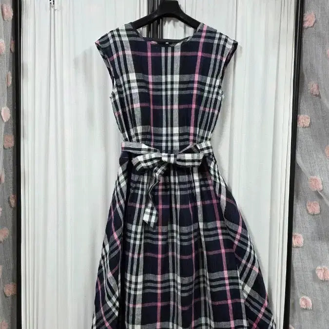 [BUNJANG] Beanpole Linen Check Long Dress / 빈폴린넨체크롱원피스(90)