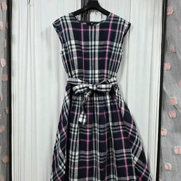 [BUNJANG] Beanpole Linen Check Long Dress / 빈폴린넨체크롱원피스(90)