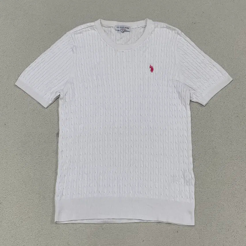 [BUNJANG] U.S. Polo Assn. Roundneck Cable Knit Short Sleeve Sweater / M 유에스폴로아센 라운드넥 케이블 반팔 니트 0716
