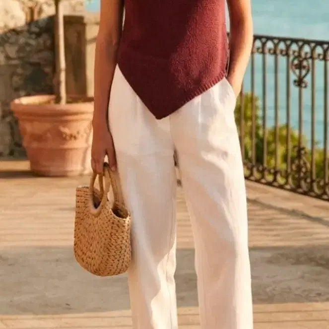 [BUNJANG] Massimo Dutti Burgundy Asymmetrical Knit Sleeveless Top (Size S) / 새상품 마시모두띠 니트 나시 베스트 탑 버건디 언발 니트 탑 S 55 66초