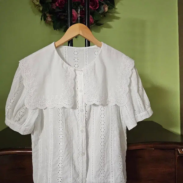 [BUNJANG] Asa Cotton Sailor Collar Blouse / 아사면 세일러카라 블라우스