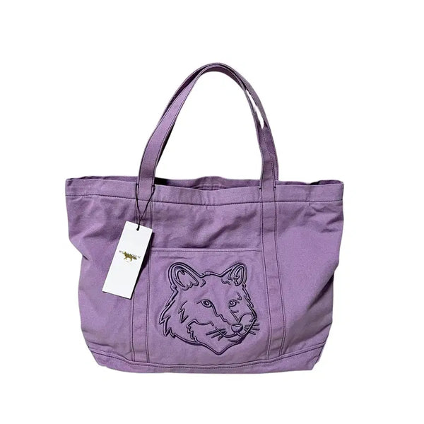 [BUNJANG] Maison Kitsuné Purple Fox Head Canvas Tote Bag / (새상품) 메종키츠네 퍼플 폭스 헤드 토트백