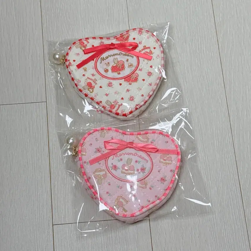 [BUNJANG] Marron Cream Heart Quilting Pouch / 마론크림 하트 퀼팅 파우치