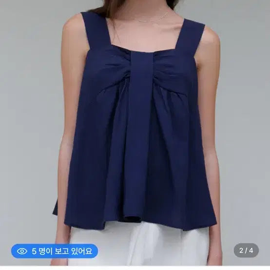 [BUNJANG] Our Comos Drape Flare Blouse Navy / 아워코모스 드레이프 플레어 블라우스 네이비