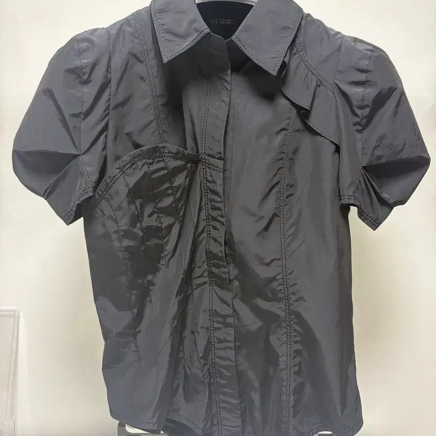 [BUNJANG] Puff Sleeve Shirt Black Polyester Cotton Blend / 퍼프 소매 셔츠