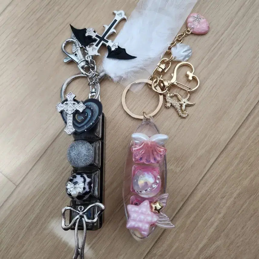 [BUNJANG] Character x Mermaid Melody Style Keycap Keychain Set / 캐릭캐릭체인지 st 키캡 키링, 피치피치핏치 st 키캡 키링 일괄 판매합니다