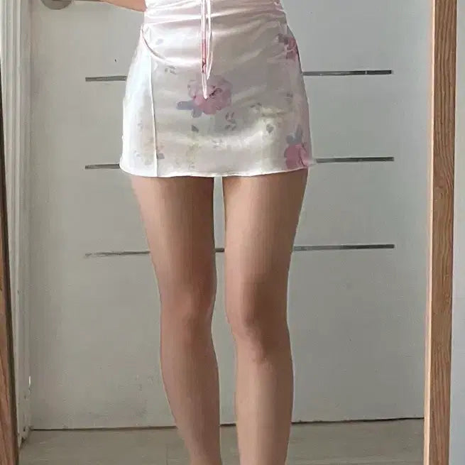 [BUNJANG] Silk Floral Bustier Mini Dress / 실크 플로럴 뷔스티에 미니 원피스