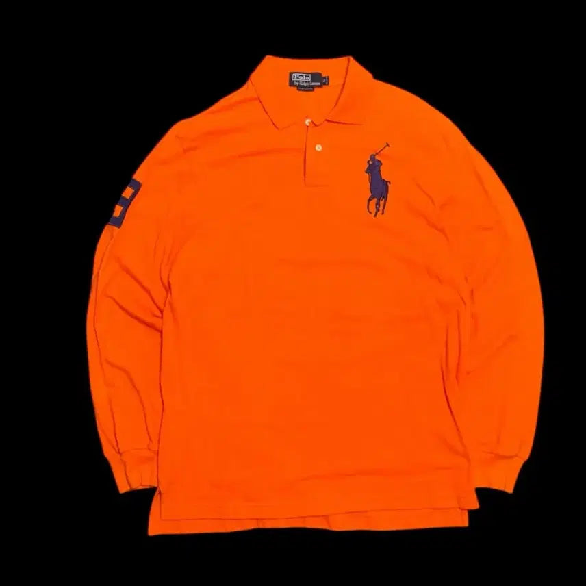 [BUNJANG] Polo Ralph Lauren Big Pony Long Sleeve Polo Shirt Orange / 폴로 랄프로렌 빅포니 긴팔 카라티 오렌지