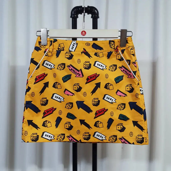 [BUNJANG] CASTELBAJAC Women's Patterned Golf Skirt Yellow Size 25 / 까스텔바작 새상품 여성 패턴 골프치마 옐로우 25 오일장