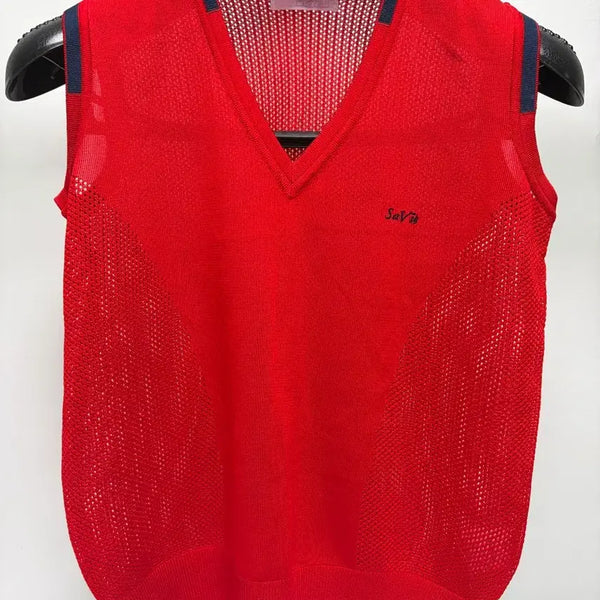 [BUNJANG] Savie Acrylic Red Golf Vest - Size 90 / 여성의류