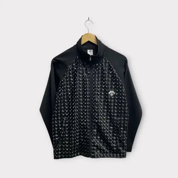 [BUNJANG] Descente Geometric Pattern Full Zip Jacket L / 데상트 기하학 패턴 블랙 집업 자켓 L